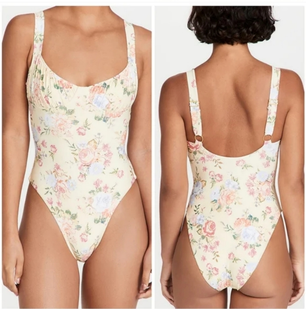 WeWoreWhat Ruched Cup One Piece Swim Bathing Suit Bikini Floral Print - Picture 2 of 10